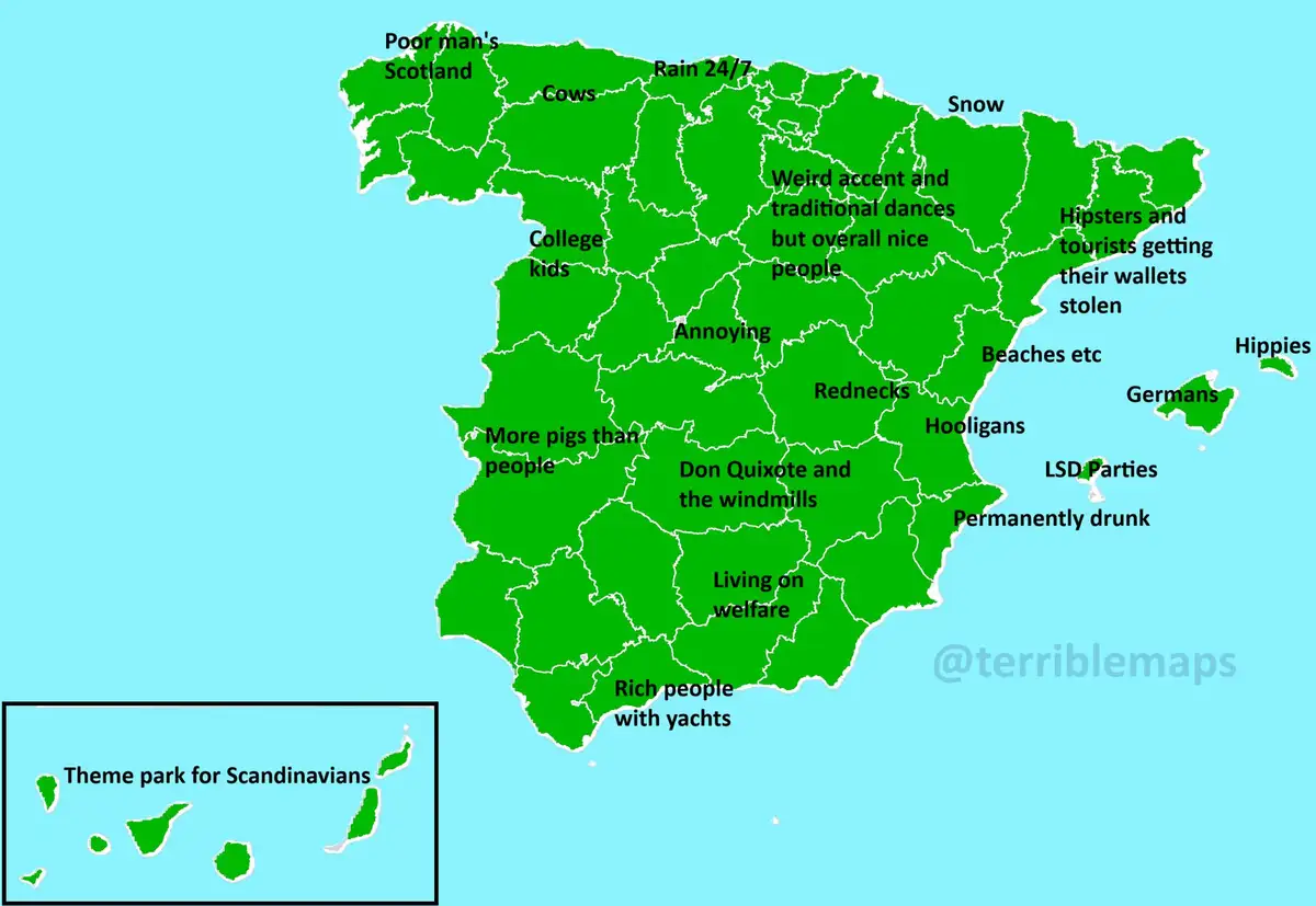 Exploring Spanish Stereotypes: A Humorous Map