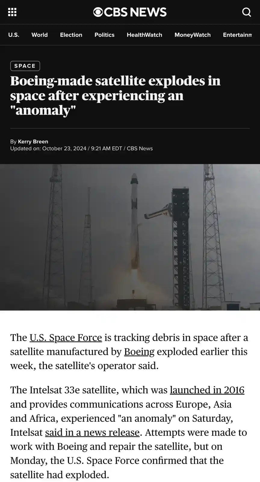 Boeing Satellite Goes Boom!