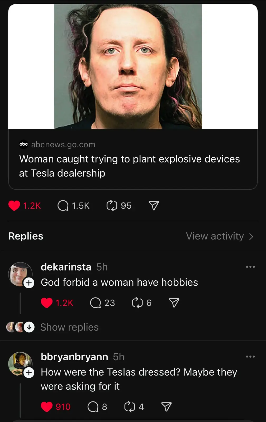The image shows a screenshot of a social media post featuring a mugshot of a man with long dark hair and a neutral…