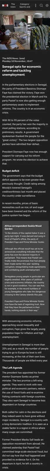 Senegal's Bold Move Towards Economic Reform and Job Creation