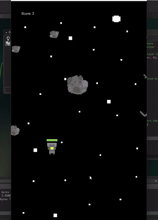 A six-panel meme showing a pixelated space shooter game where the player's score increases from 2 to 9 as asteroids appear…