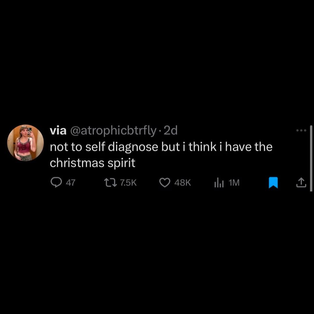 A screenshot of a social media post showing a user's profile picture and text overlay. The text reads 'not to self diagnose…