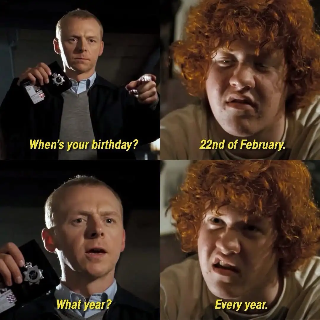 A four-panel meme featuring a police officer asking a young man with red curly hair his birthday. The officer asks 'When's…