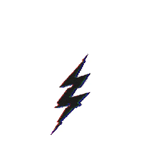 Three vertical panels show a lightning bolt icon above a distorted image: left is a Venom-like character with Mickey Mouse…