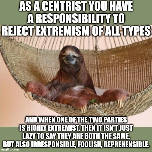 A sloth is lounging comfortably in a woven hammock, looking relaxed and unbothered. The image has large white text overlaid…