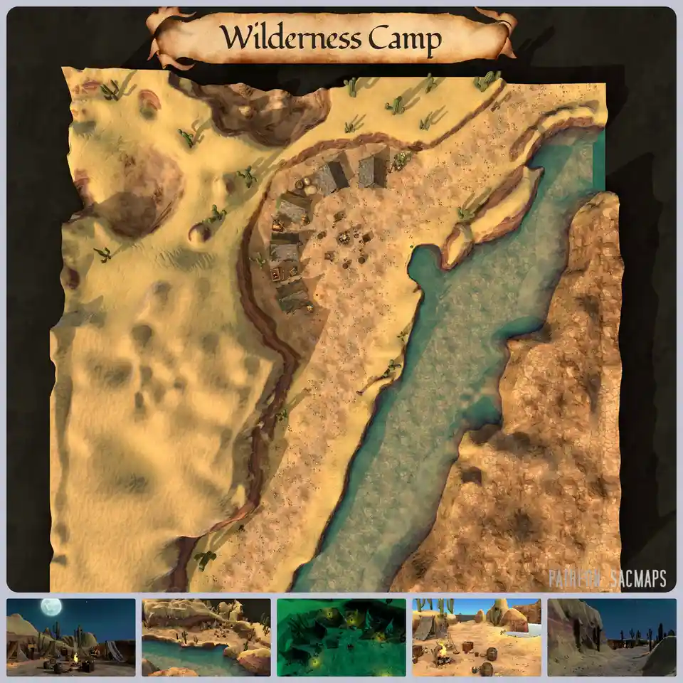 Explore Wilderness Camp: Free DnD and TTRPG Maps