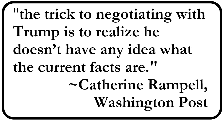 A white rectangular box with a black border contains a quote in black serif font. The quote reads: "the trick to negotiating…