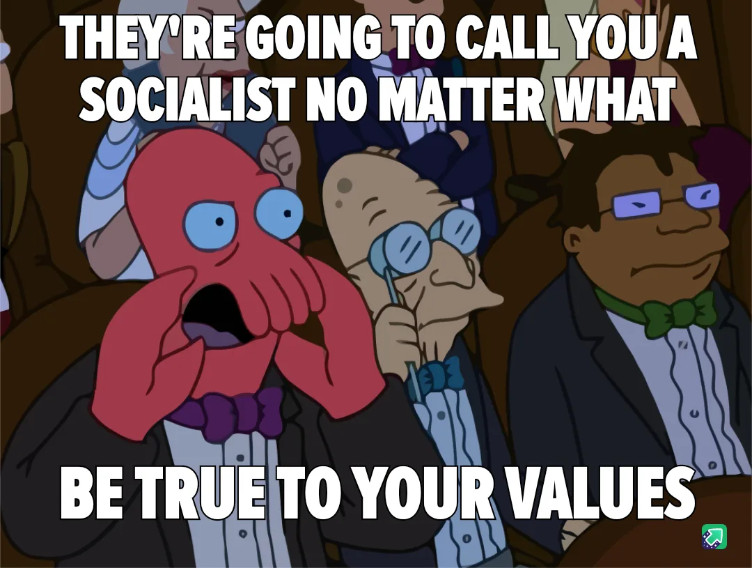 An image from the animated show Futurama shows a red octopus character with wide eyes and hands over its mouth, looking…