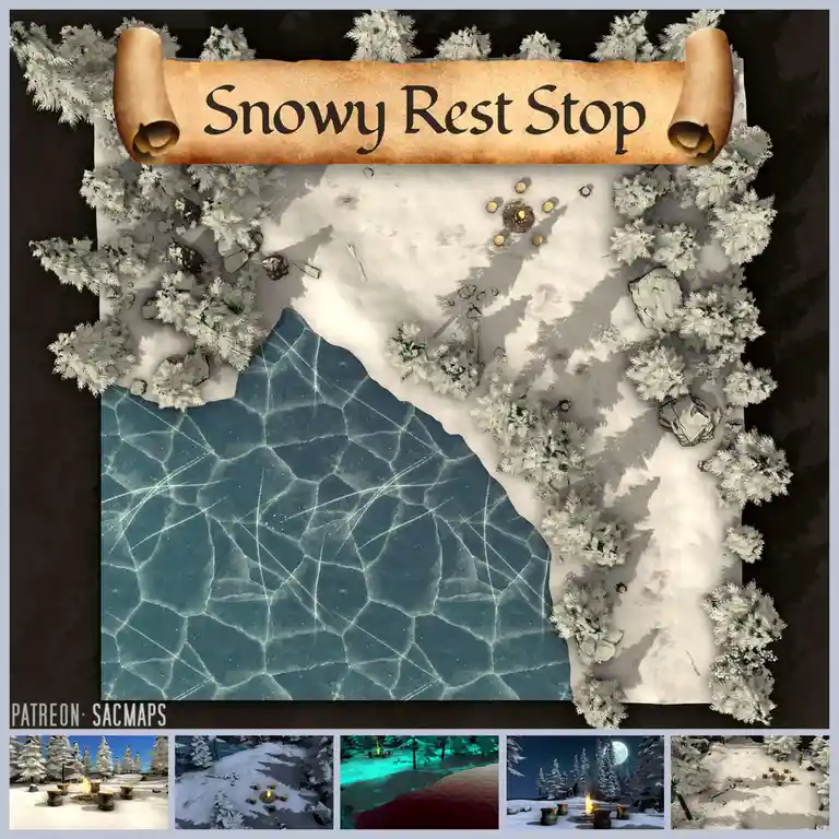 Explore Our Snowy Rest Stop: Free DnD / TTRPG Maps