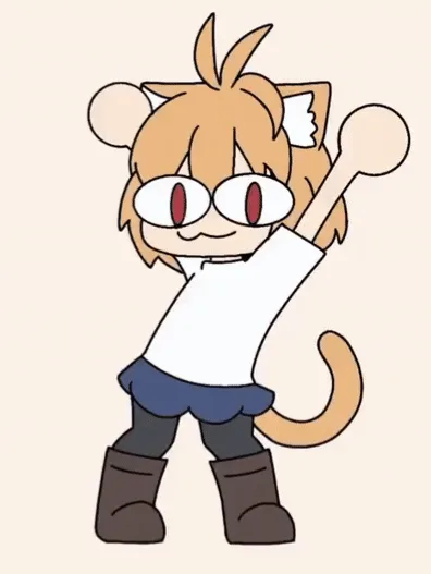 A six-panel comic strip shows an anthropomorphic cat girl in a white shirt and blue skirt performing a dance move. She…