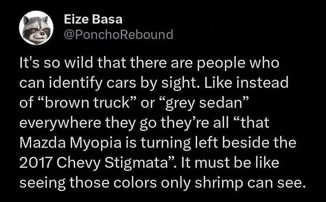 A black-background image displays a tweet from user Eize Basa (@PonchoRebound) with white text. The text humorously…