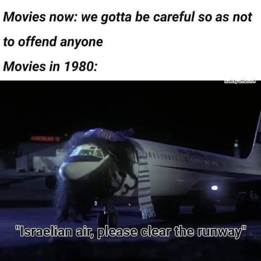 The image is split into two sections. The top section has white text on a black background reading 'Movies now: we gotta be…