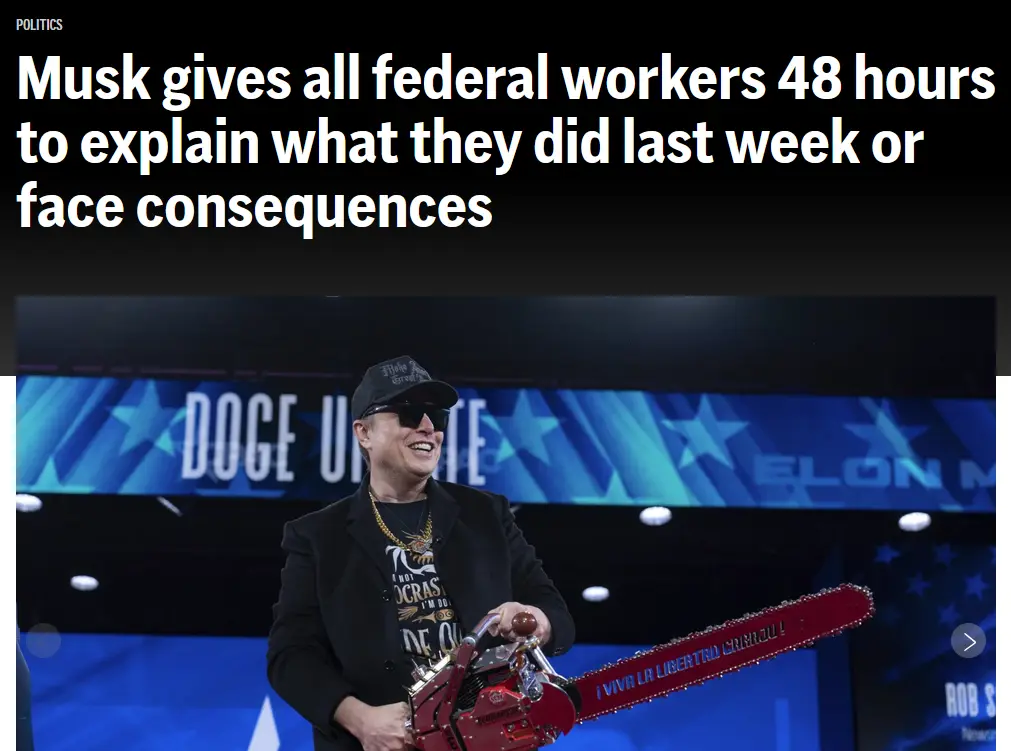 A man wearing a black cap, sunglasses, and a black jacket holds a red chainsaw with the text 'VIVA LA LIBERTAD CARROLL' on…