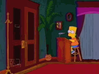 A six-frame sequence from The Simpsons shows Homer Simpson entering a room, removing his hat, and exiting again, leaving the…