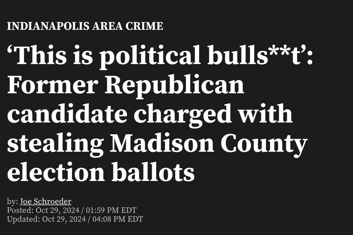 A black-background image displays a news headline in white text. The headline reads 'This is political bulls**t': Former…