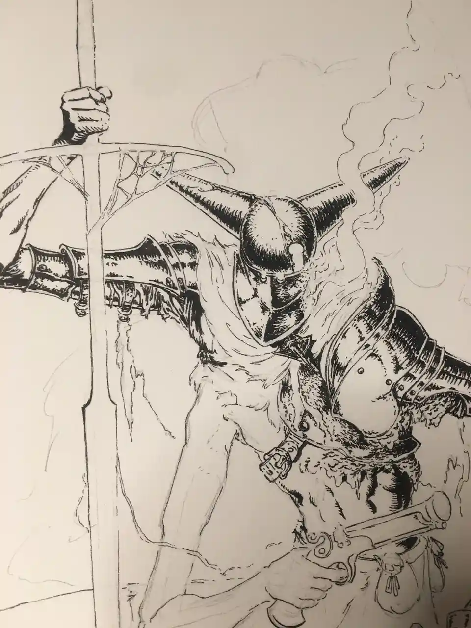 Bile Knight in Progress: Channeling Bernie Wrightson's Style