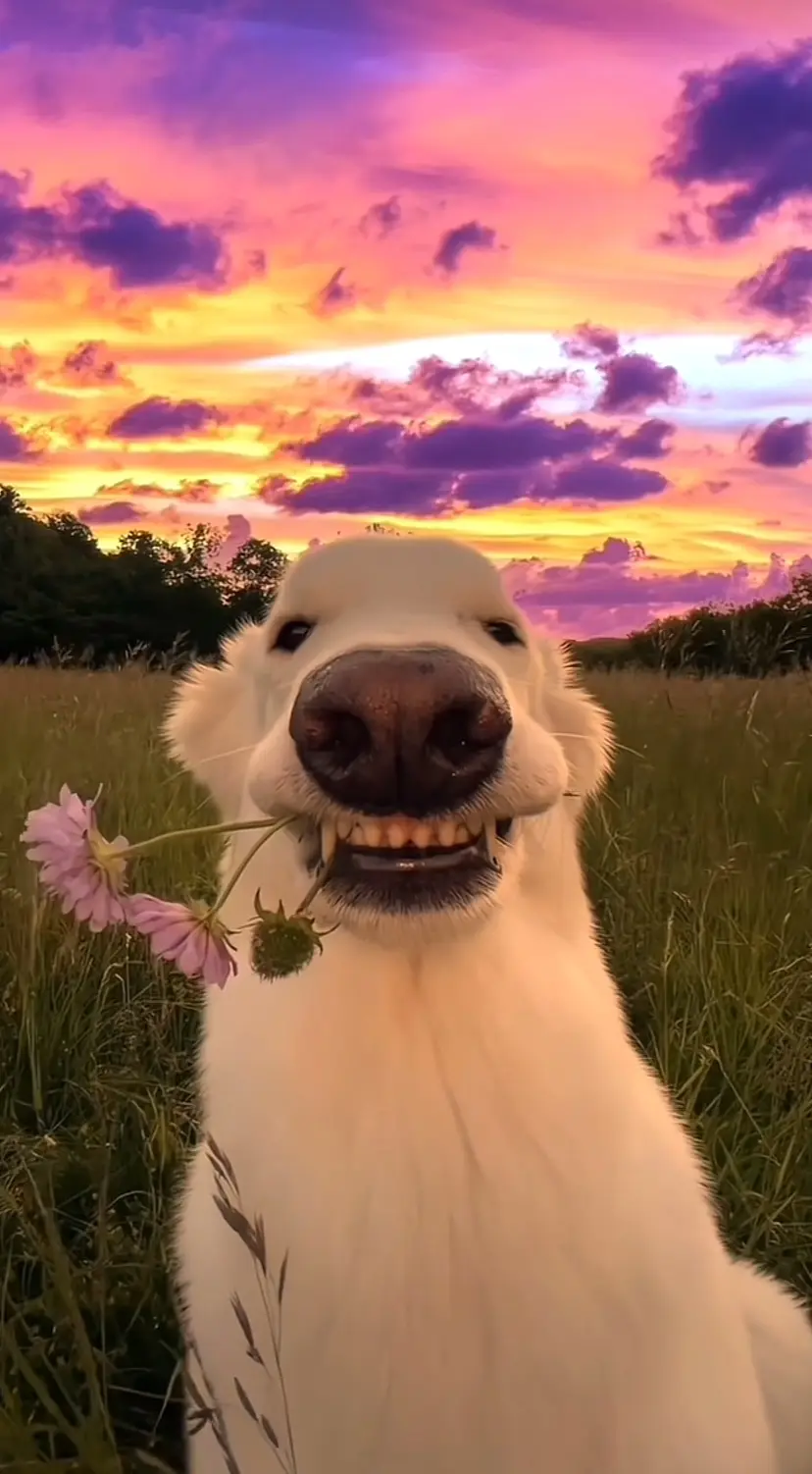 A dog with a bouquet: the cutest surprise!
