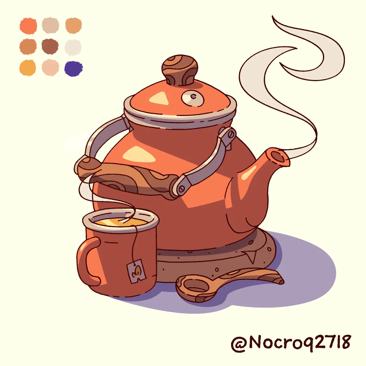 Nocroq's Charming Teapot Illustration